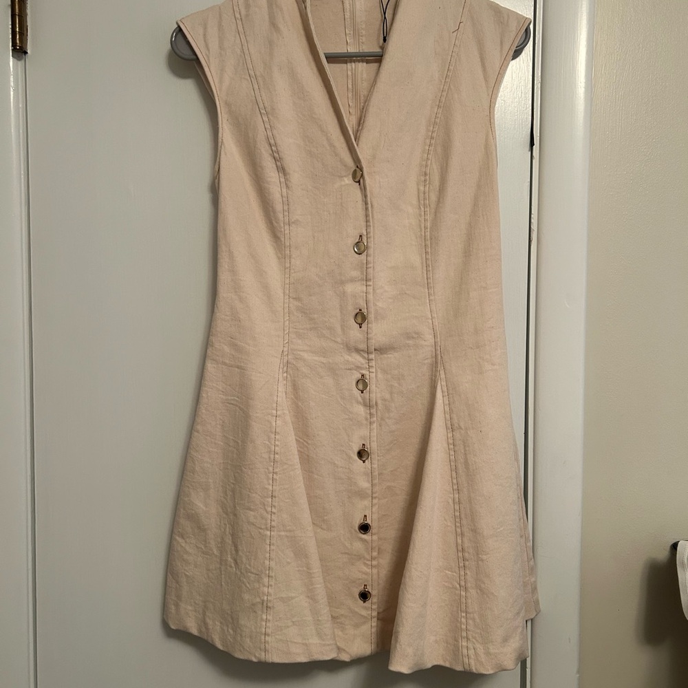 Zara Cream Button-Front Mini Dress